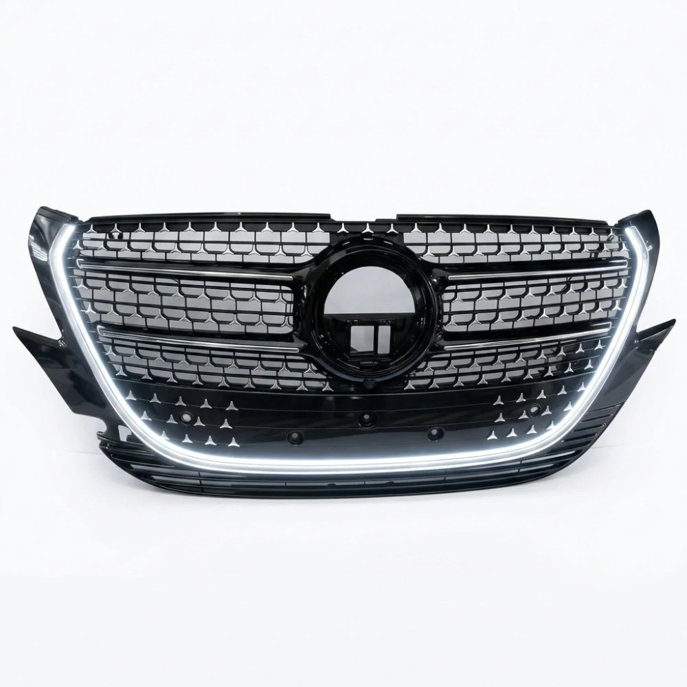 Maska grill Diamond předního nárazníku Mercedes V-Class W447 2025+ LED podsvícení - Černá
