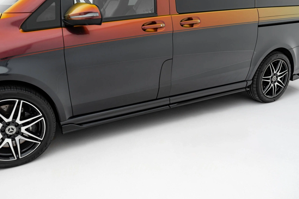Difuzory splittery pod boční prahy ver.2 Maxton Design kompatibilni s Mercedes-Benz třída V W447 AMG-Line, černý lesklý plast ABS, Long