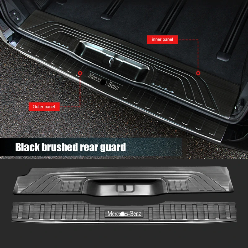 Ochranný kryt zadního nárazníku / prahová lišta zavazadlového prostoru pro Mercedes-Benz V-Class Vito W447 (2016–2024) – nerez