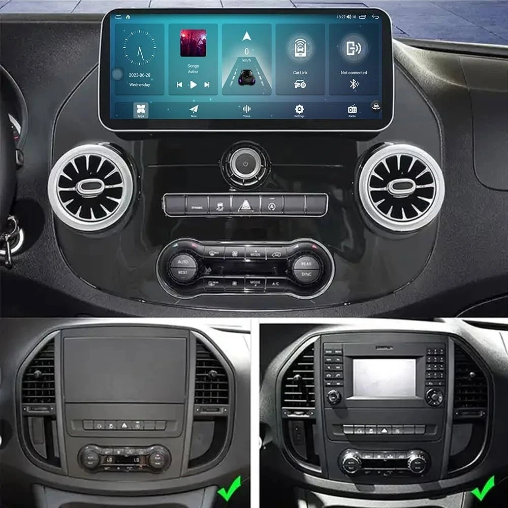 Android 13 QLED obrazovka rádio pro Mercedes Benz W447 Vito 2014-2022 GPS 5G WIFI CarPlay Navigace