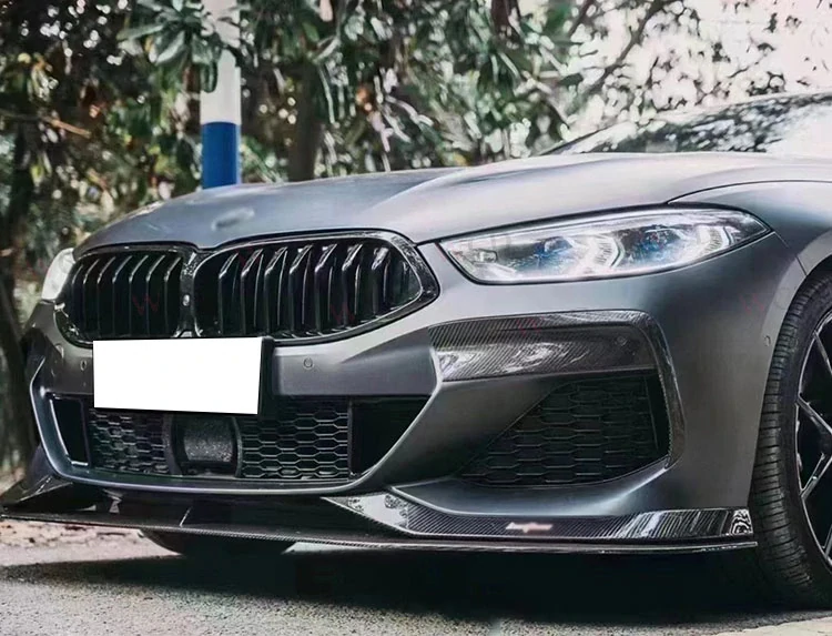 AC Style přední spoiler lip splitter z uhlíkových vláken Carbon pro BMW 8 Series G14 G15 G16 2020+