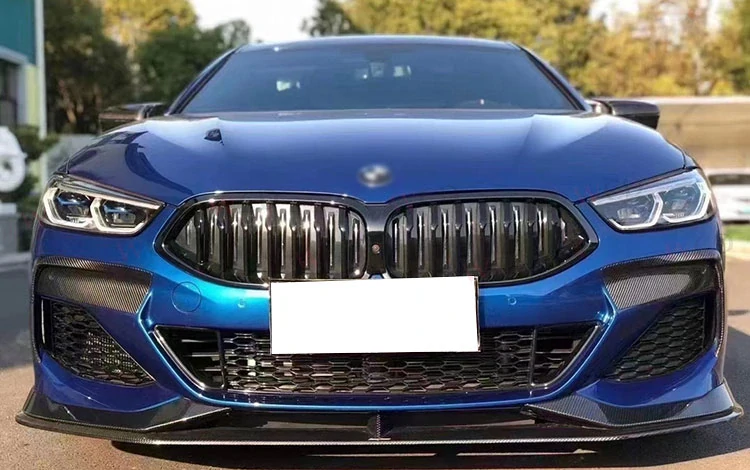 AC Style přední spoiler lip splitter z uhlíkových vláken Carbon pro BMW 8 Series G14 G15 G16 2020+