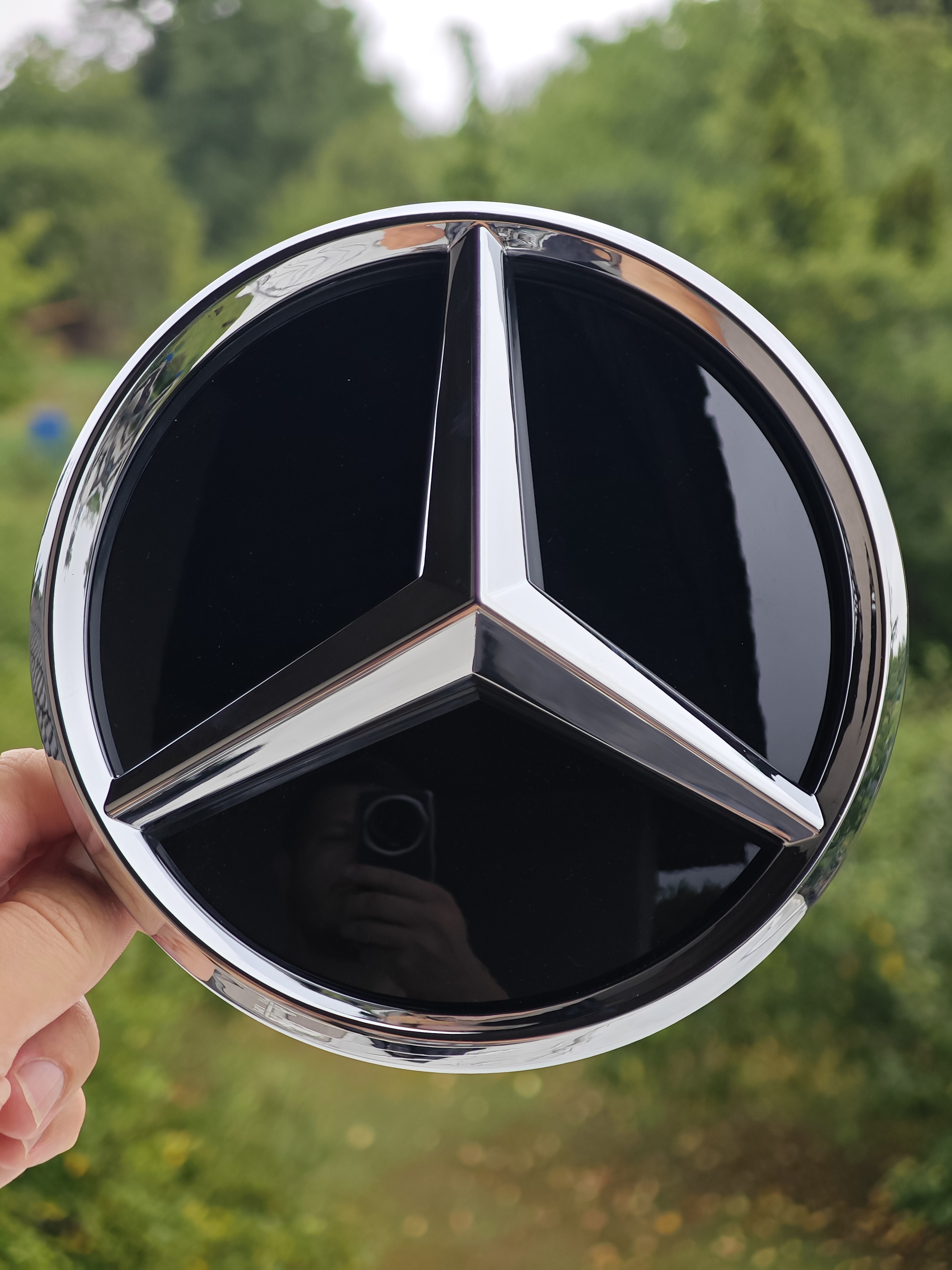 3D Černo-chromový znak / emblém Mercedes-Benz do přední masky předFL 2015 - 2019 (185mm)