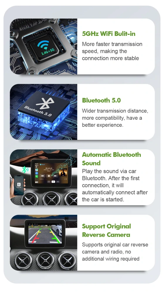 Bezdrátový Carplay dekodér pro Mercedes Benz NTG5.0 C GLC CLA GLA Třídu W205 (2015-2018) - Podpora Android Auto a Google Voice