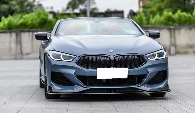 AC Style přední spoiler lip splitter z uhlíkových vláken Carbon pro BMW 8 Series G14 G15 G16 2020+