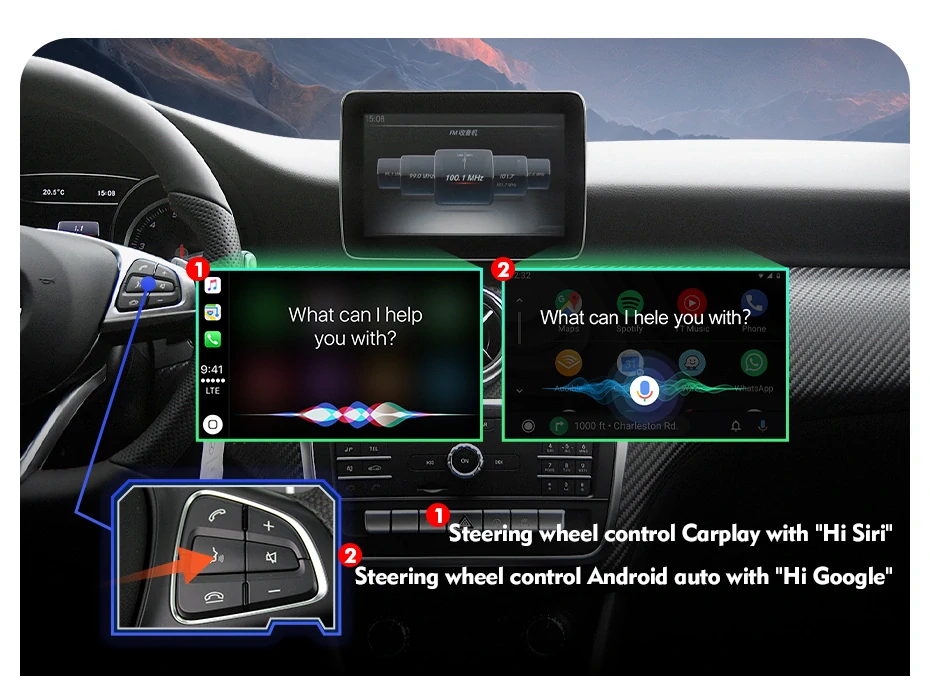 Bezdrátový Carplay dekodér pro Mercedes Benz NTG5.0 C GLC CLA GLA Třídu W205 (2015-2018) - Podpora Android Auto a Google Voice