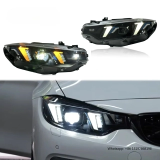 SJC LED přední světla Snake style pro BMW F30/F31 s duálním DRL přepínačem bílá/žlutá (2012–2018)