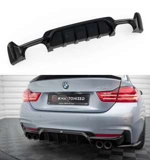 Zadní difuzor Maxton Design BMW 4 Coupe / Gran Coupe / Cabrio M-Pack F32 / F36 / F33 černý lesk 2x2 (verze se dvěma koncovkama na obou stranách) (2013–2020)