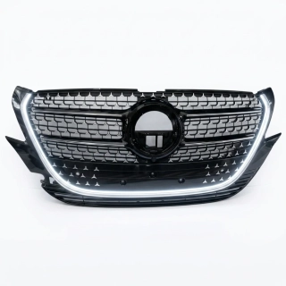 Maska grill Diamond předního nárazníku Mercedes V-Class W447 2025+ LED podsvícení - Černá