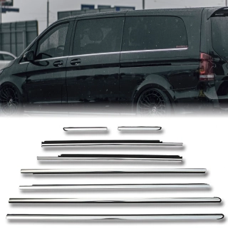 Okenní lišty chromové Mercedes-Benz W447 V-Class a Vito 2014+ nalepovací L